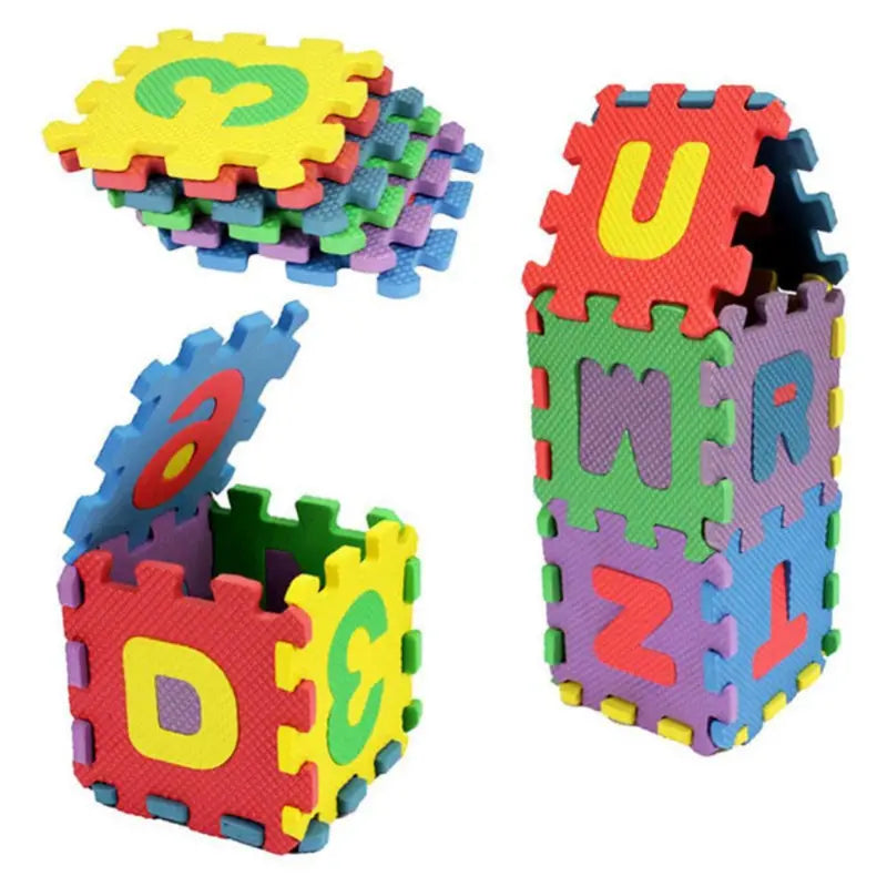 Small Children Mini Foam Tiles - Alphabet - Letters - Numbers Soft Baby Mat 3D Puzzle