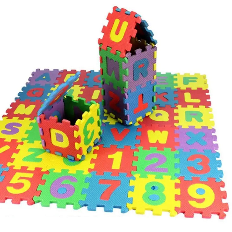 Small Children Mini Foam Tiles - Alphabet - Letters - Numbers Soft Baby Mat 3D Puzzle