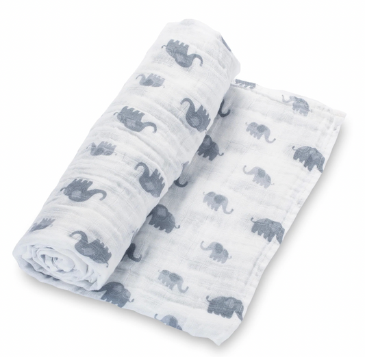 Elephantastic Swaddle 47" x 47" 100% Cotton Muslin Blanket