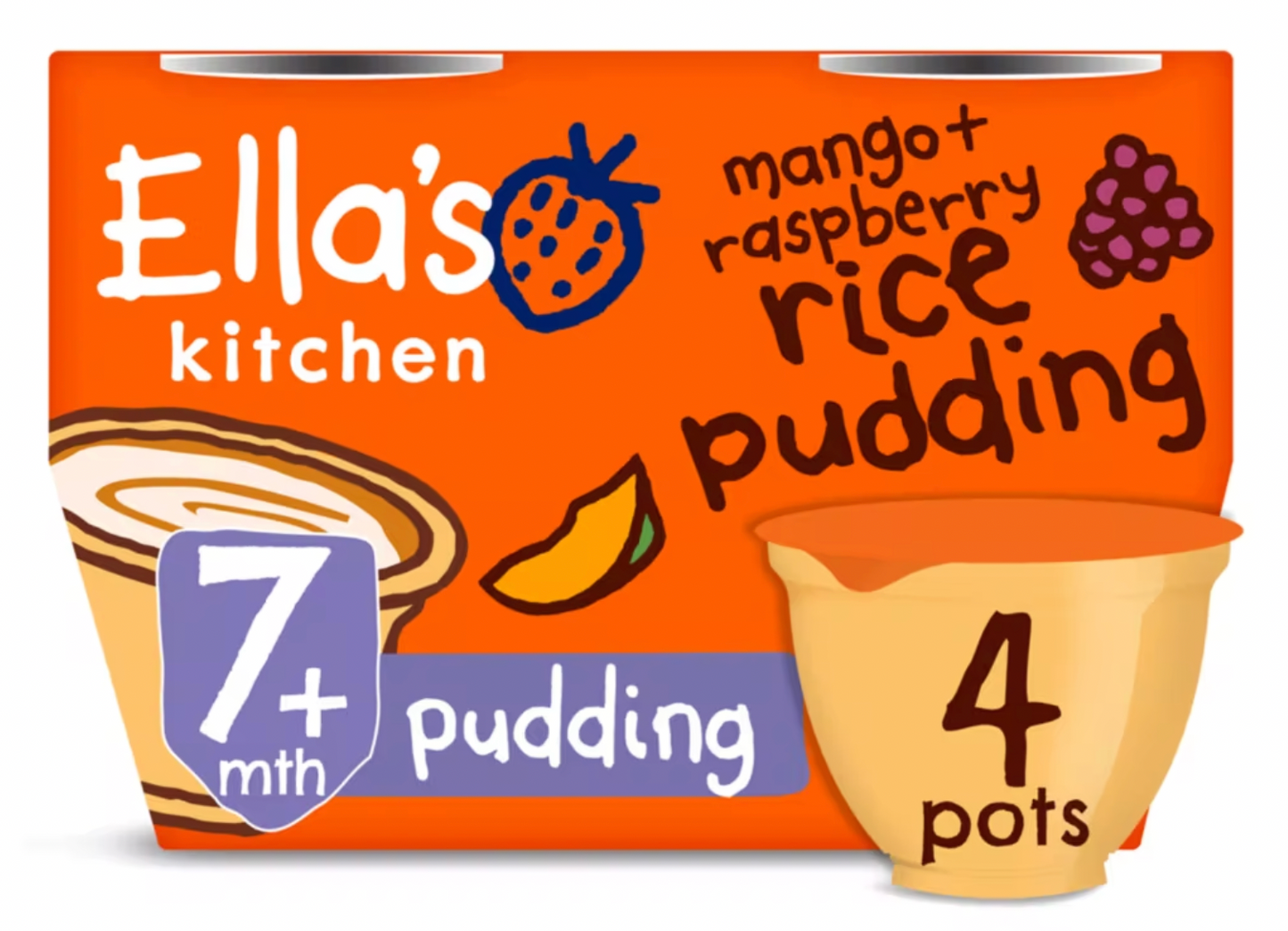 Ella's Kitchen Organic Pudding Multipack 7+ Months 4x80g - Various flavors.