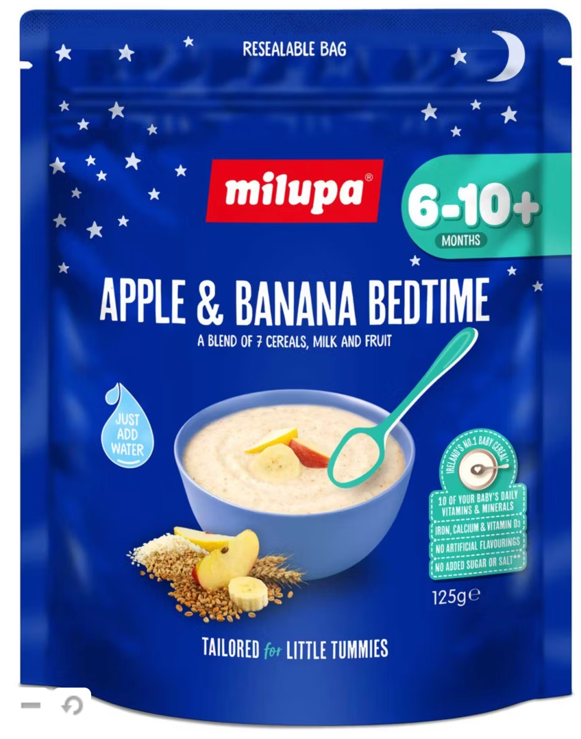 Milupa Apple & Banana Bedtime Baby Cereal 6-10+ Months 125g