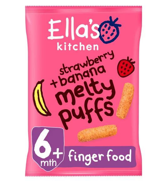 Ella's Kitchen Organic Strawberry & Banana Melty Puffs Baby Snack 6+ Months